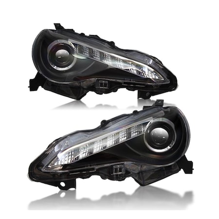 Winjet Drl Projector Head Lights - Black / Clear CHWJ-0327-B